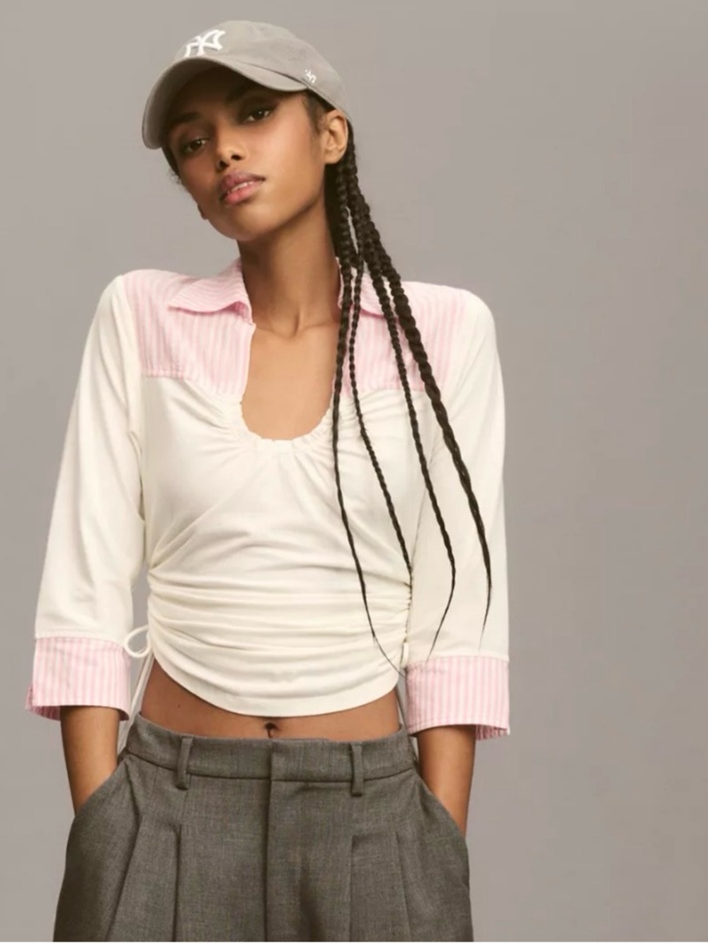 Maeve Collared Scoop-Neck Top Size Medium